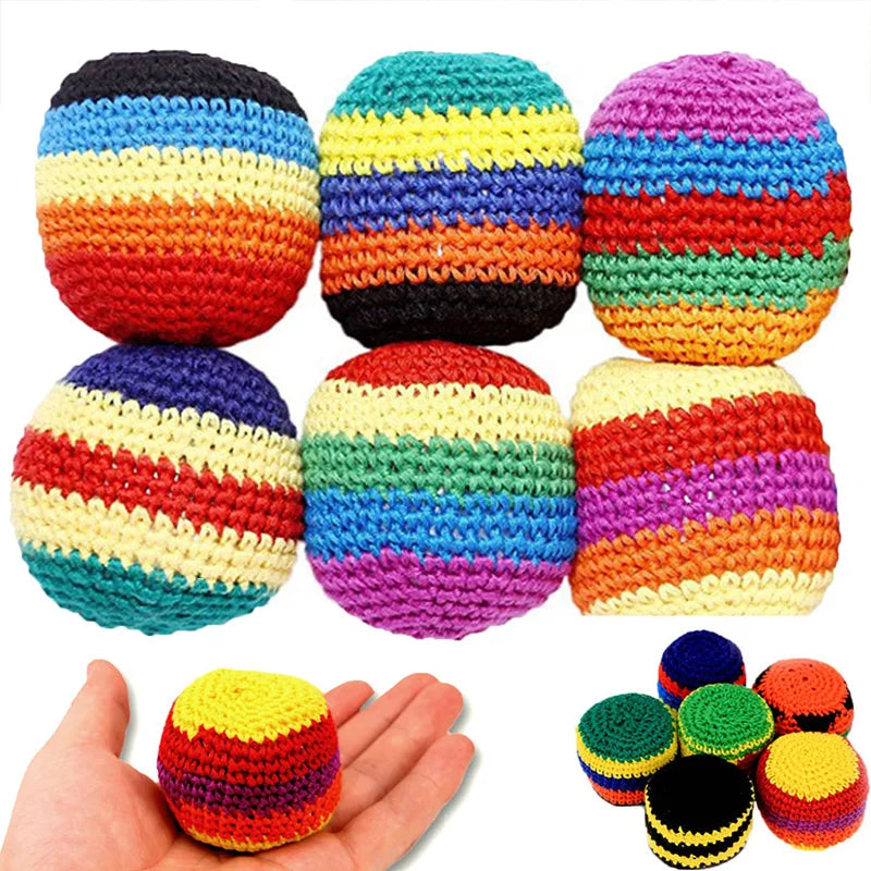 6pcs Cute Hand-made Knitted Footbag 2026 Upgraded Assorted Sandbag Crochet Foot Bags For Adults, Juggling Balls For Beginners