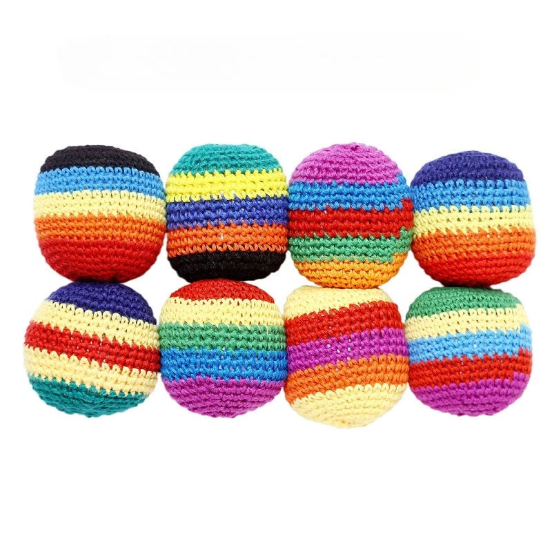 2026 Hot Pcs Hand-made Knitted Hacky Bags Set,  Footbag Sack，ssuitable for Children's Group Activities, with Strong Durability.