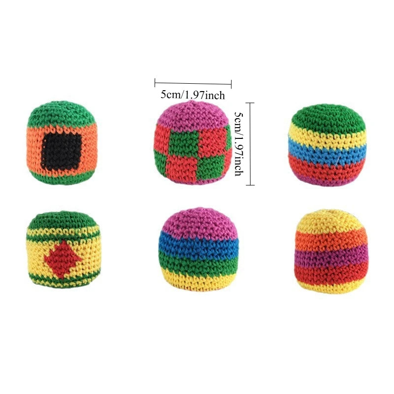 2026 Hot Pcs Hand-made Knitted Hacky Bags Set,  Footbag Sack，ssuitable for Children's Group Activities, with Strong Durability.