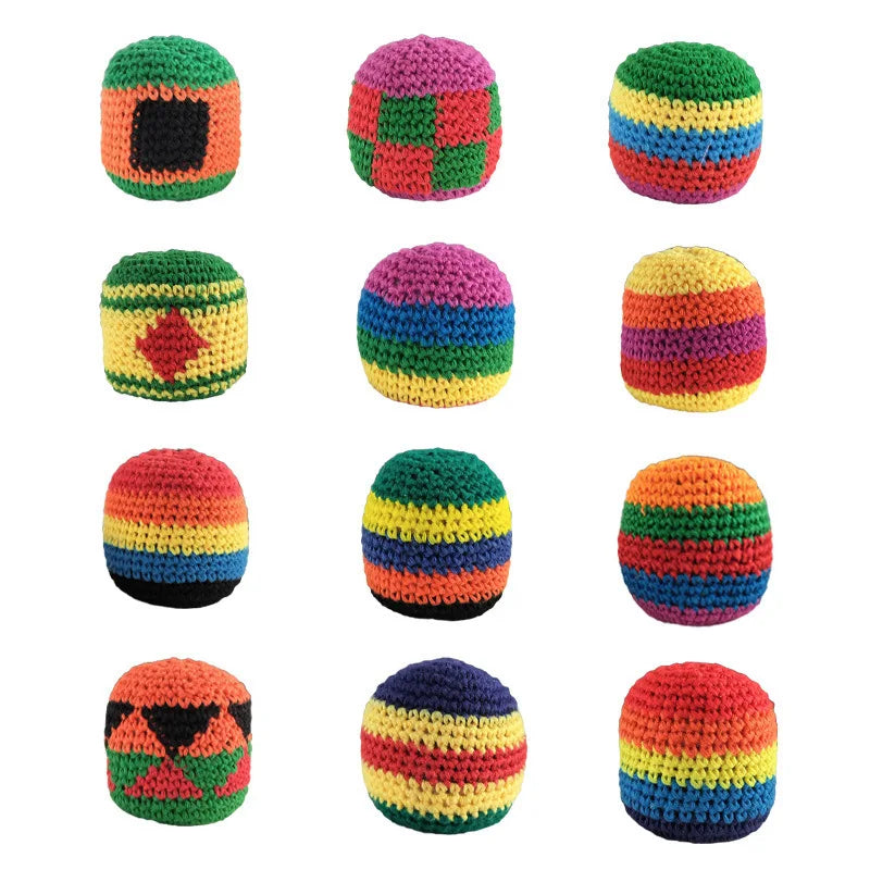 2026 Hot Pcs Hand-made Knitted Hacky Bags Set,  Footbag Sack，ssuitable for Children's Group Activities, with Strong Durability.