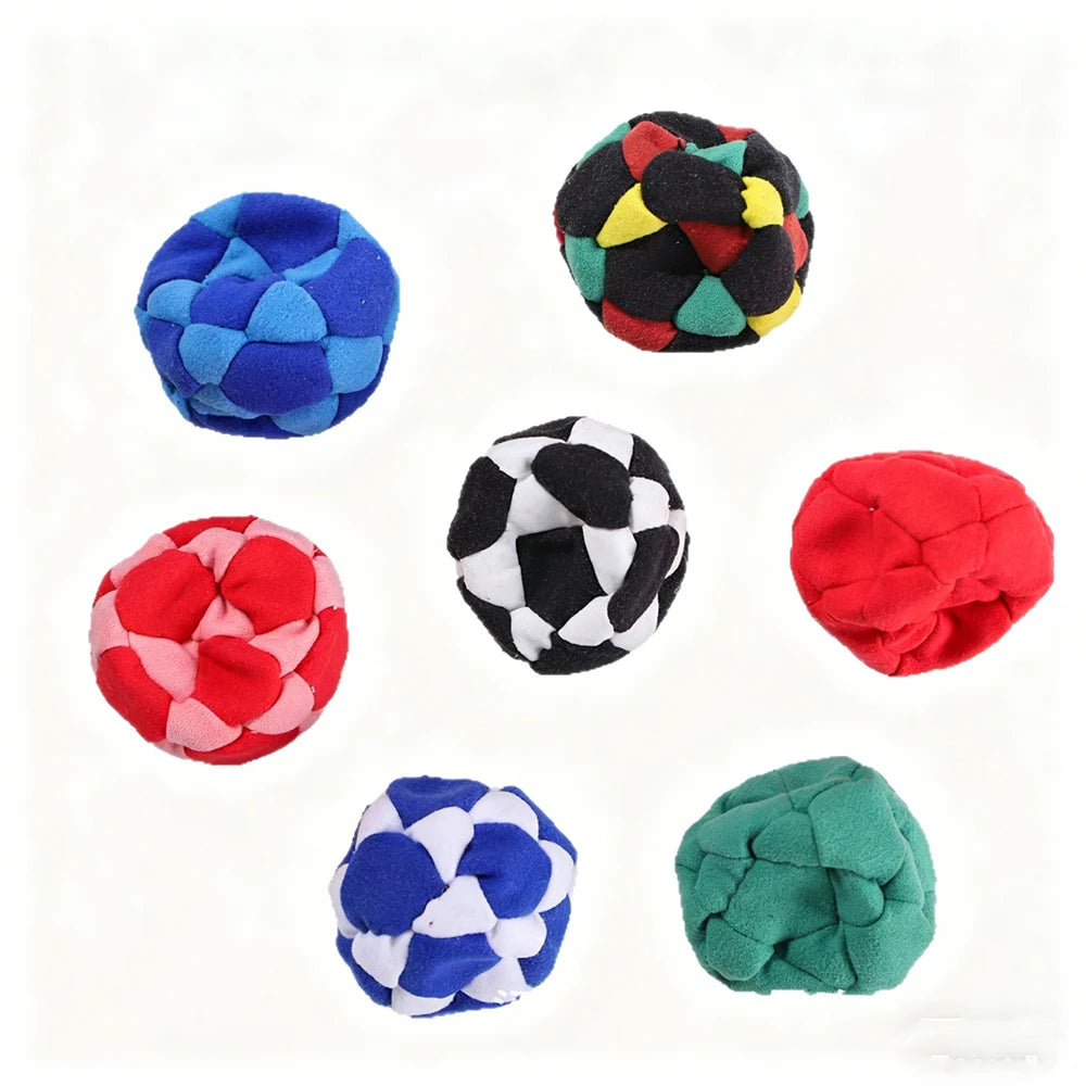 Hacky Sack Footbags Set - Colorful Crochet Footbag for Adults & Beginners | Juggling Balls with Multicolored Pattern