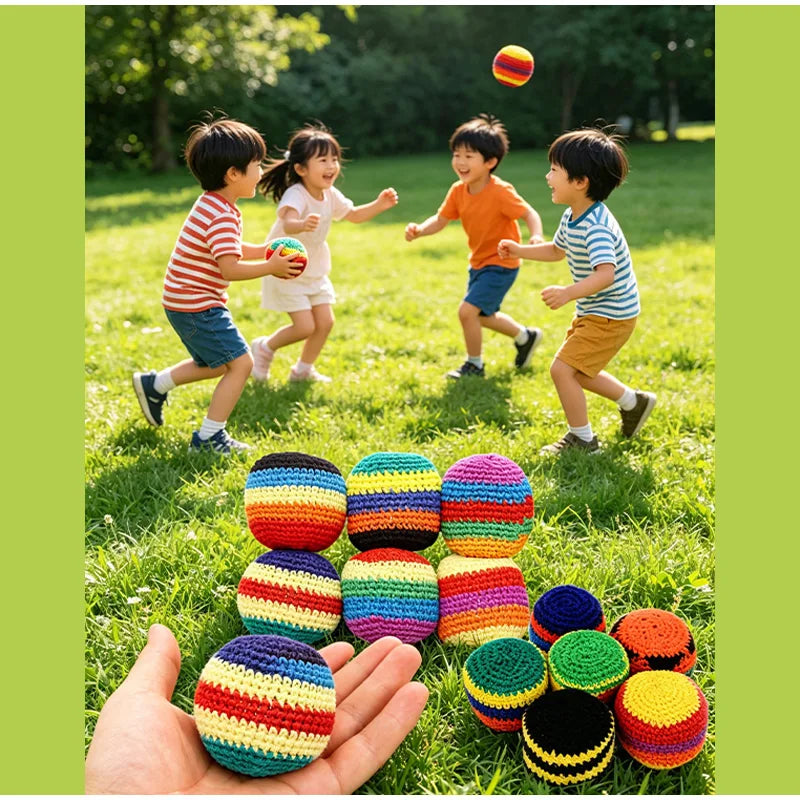 6pcs Cute Hand-made Knitted Footbag 2026 Upgraded Assorted Sandbag Crochet Foot Bags For Adults, Juggling Balls For Beginners