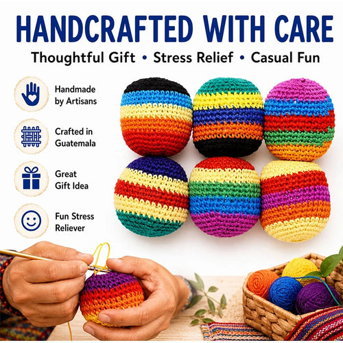 6pcs Cute Hand-made Knitted Footbag 2026 Upgraded Assorted Sandbag Crochet Foot Bags For Adults, Juggling Balls For Beginners