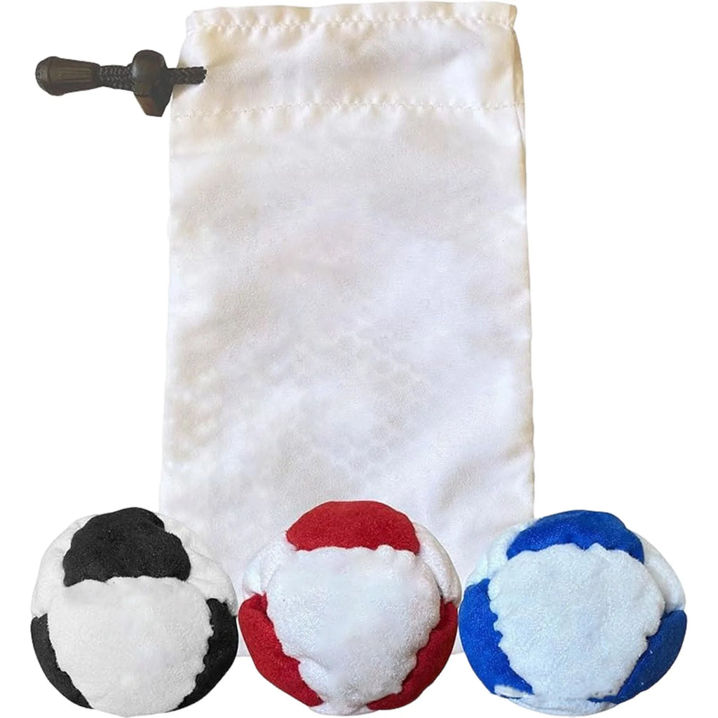 7 Styles Classic Footbag 3 Pack with Pouch, Unique, Footbag Set with Carry Bag