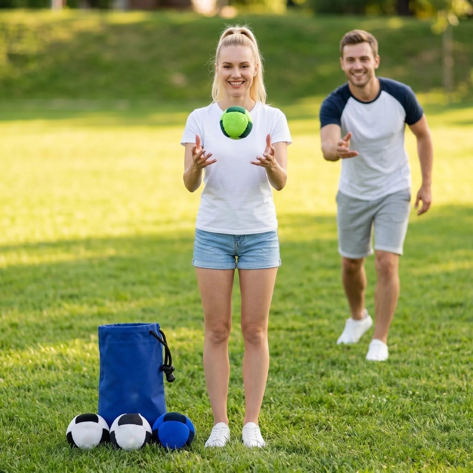 7 Styles Classic Footbag 3 Pack with Pouch, Unique, Footbag Set with Carry Bag