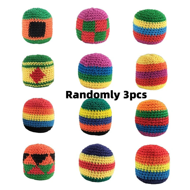 2026 Hot Pcs Hand-made Knitted Hacky Bags Set,  Footbag Sack，ssuitable for Children's Group Activities, with Strong Durability.