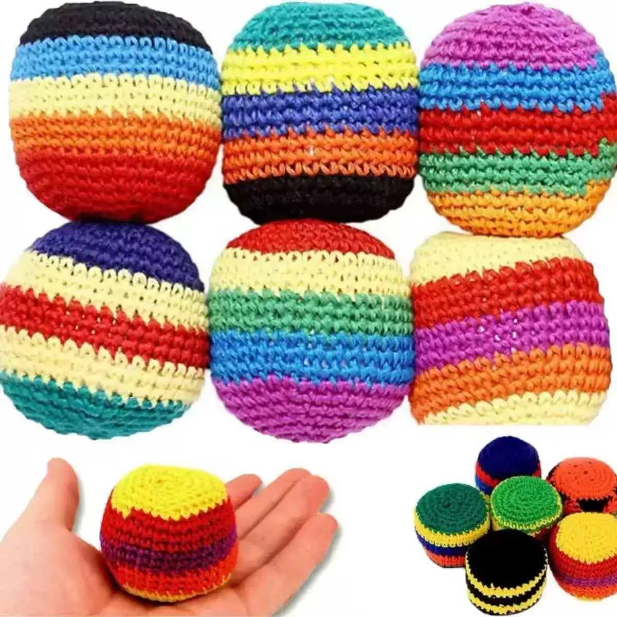 2026 Hot Pcs Hand-made Knitted Hacky Bags Set,  Footbag Sack，ssuitable for Children's Group Activities, with Strong Durability.